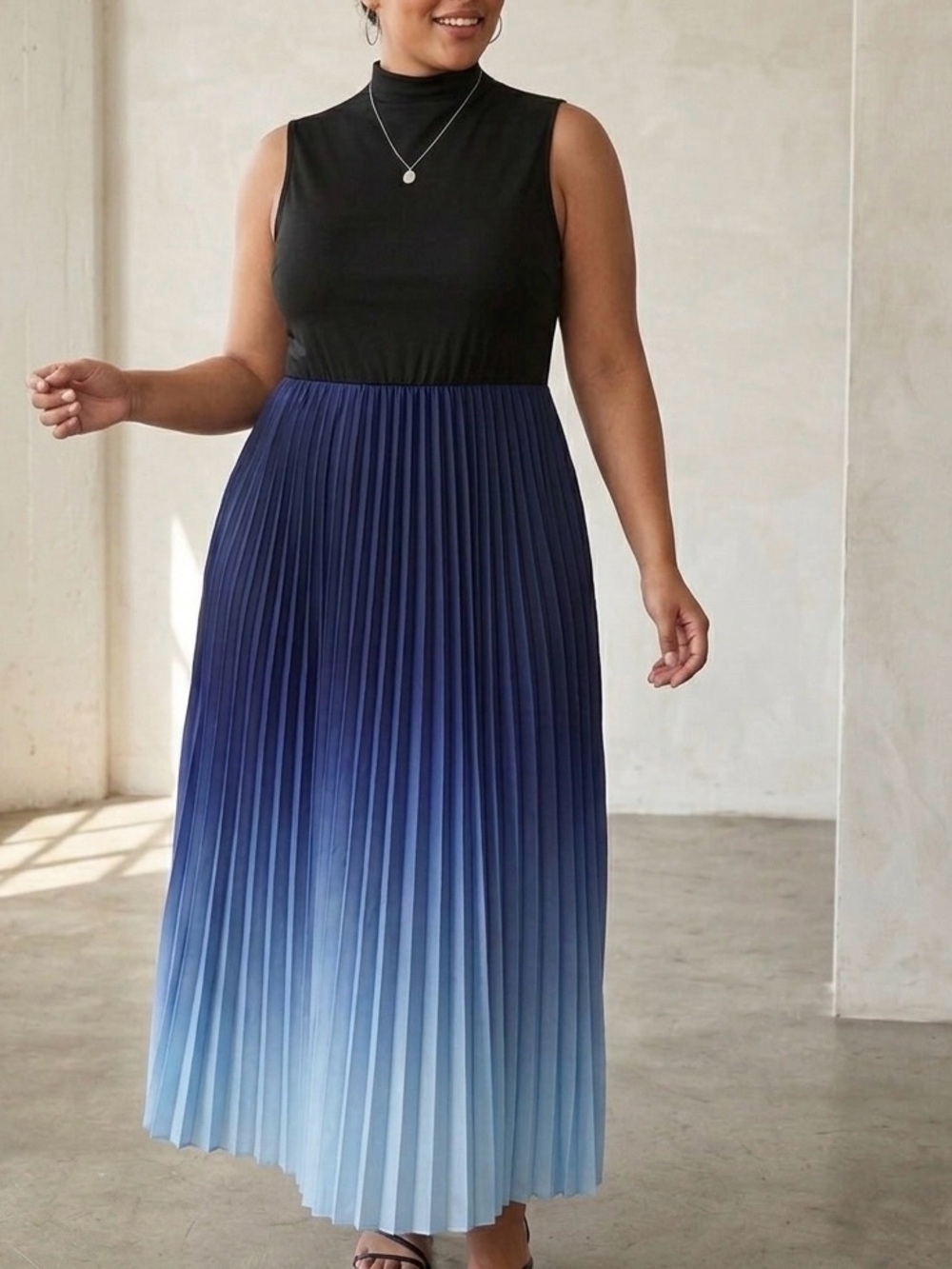 Beautiful Ombré Pleated Maxi Dress